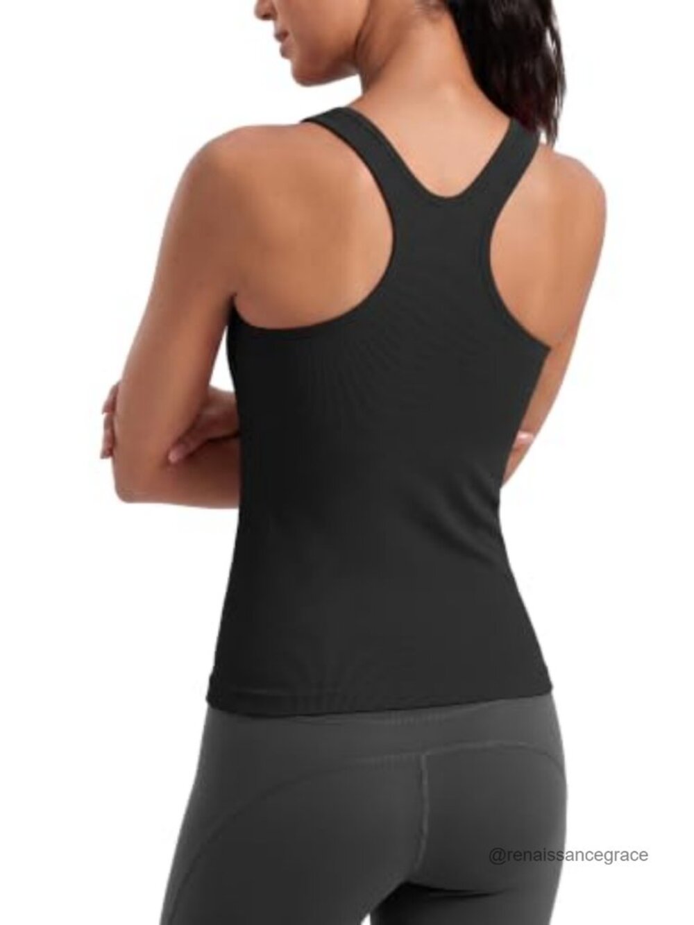 Women's Racerback Tank Top with Built-In Bra Removable Pads Seamless Ribbed